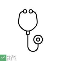 Stethoscope cardio device icon. Simple outline style. Medical, doctor equipment, health heart, hospital, healthcare concept. Thin line vector illustration isolated on white background. EPS 10.