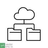 Cloud storage icon. Simple outline style. Digital file organization service, upload, computer backup, technology concept. Thin line vector illustration isolated on white background. EPS 10.