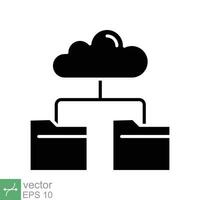 nube almacenamiento icono. sencillo sólido estilo. digital archivo organización servicio, subir, computadora respaldo, tecnología concepto. glifo vector ilustración aislado en blanco antecedentes. eps 10