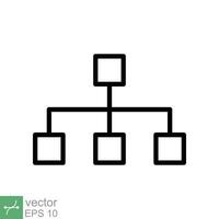 Organization chart icon. Simple outline style. Org hierarchy, company diagram flow symbol, team structure, business concept. Thin line vector illustration isolated on white background. EPS 10.