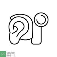 Cochlear implant icon. Simple outline style. Cybernetics, human ear with electronic device, technology, medical concept. Thin line vector illustration isolated on white background. EPS 10.