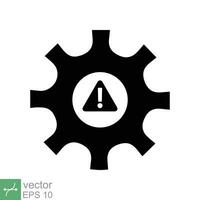 System error icon. Simple solid style. Risk alert, failure, mechanical gear engine, trouble service, caution, technology concept. Glyph vector illustration isolated on white background. EPS 10.