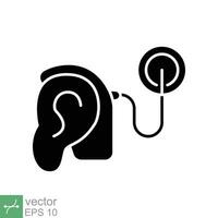 Cochlear implant icon. Simple solid style. Cybernetics, human ear with electronic device, technology, medical concept. Glyph vector illustration isolated on white background. EPS 10.