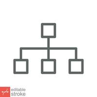 Organization chart icon. Simple outline style. Org hierarchy, company diagram flow symbol, business concept. Thin line vector illustration isolated on white background. Editable stroke EPS 10.