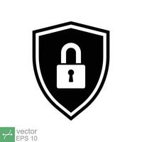 Security icon. Simple solid style. Shield secure, privacy protect, guarantee safe, network guard, safety concept. Glyph vector illustration symbol isolated on white background. EPS 10.