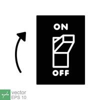 Light on, electric switch icon. Simple solid style. Power turn on button, toggle switch on position, turn on, technology concept. Glyph vector illustration isolated on white background. EPS 10.