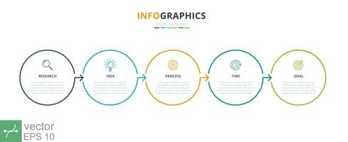 cronograma infografia modelo con círculos diseño, flechas, iconos negocio concepto con 5 5 opciones, pasos o procesos. vector ilustración eps 10