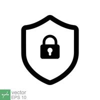 Shield and lock icon. Simple flat style. Secure, safe, computer protect, safety, web privacy concept. Vector illustration symbol isolated on white background. EPS 10.