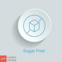 Sugar free icon. Simple outline icon. Low calorie, cube in circle stamp, health food concept. Thin line vector illustration isolated. Editable stroke EPS 10.