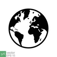 Planet earth icon. Simple flat style. World globe, international, round map, web symbol concept. Vector illustration isolated on white background. EPS 10.