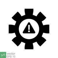 System error icon. Simple solid style. Risk alert, failure, mechanical gear engine, trouble service, caution, technology concept. Glyph vector illustration isolated on white background. EPS 10.