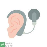 Cochlear implant icon. Simple flat style. Cybernetics, human ear with electronic device, technology, medical concept. Vector illustration isolated on white background. EPS 10.