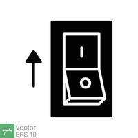 Light on, electric switch icon. Simple solid style. Power turn on button, toggle switch on position, turn on, technology concept. Glyph vector illustration isolated on white background. EPS 10.