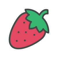 Ripe and fresh strawberry fruit or strawberries silhouette flat line color design for food apps and website. Organic Fruit, vegan, vegetarian icon Vector illustration filled outline style EPS10