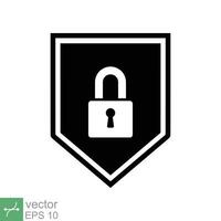 Security icon. Simple solid style. Shield secure, privacy protect, guarantee safe, network guard, safety concept. Glyph vector illustration symbol isolated on white background. EPS 10.