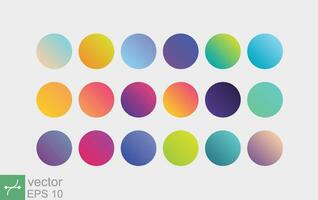 Circle gradient holographic sphere button. Purple, orange, peach, green, red, blue, yellow, multicolor neon, elegant palette color. Round buttons flat vivid color spheres set. Vector EPS 10.