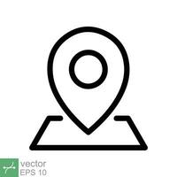 Pin location icon. Simple outline style. Map marker, place position, globe label, gps technology concept. Thin line vector illustration isolated on white background. EPS 10.