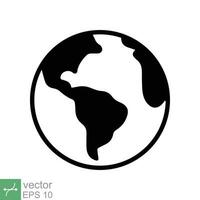 Planet earth icon. Simple flat style. World globe, international, round map, web symbol concept. Vector illustration isolated on white background. EPS 10.