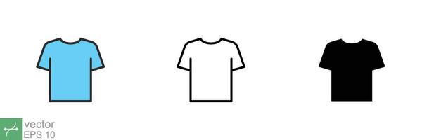 T-shirt icon. Simple flat, outline, solid style. Tee symbol, linear style sign for mobile concept and web design. Glyph, line vector illustration isolated on white background. EPS 10.