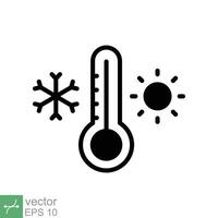 Weather temperature thermometer icon. Simple solid style sign for web and app. Thermometer with cold and hot symbol. Glyph vector illustration isolated on white background. EPS 10.