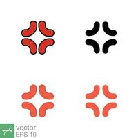 Anger symbol icon set. Simple solid, glyph, filled outline, line, flat style. Angry sign design, cartoon sticker, red emotion concept. Vector illustration isolated on white background. EPS 10.