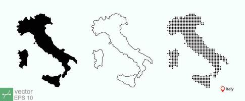 Italy map. Italia, region, europe, state, country, geography concept. Silhouette, outline, plan, dot map. Simple flat style. Vector illustration isolated on white background. EPS 10.