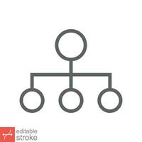 Organization chart icon. Simple outline style. Org hierarchy, company diagram flow symbol, business concept. Thin line vector illustration isolated on white background. Editable stroke EPS 10.