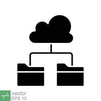 nube almacenamiento icono. sencillo sólido estilo. digital archivo organización servicio, subir, computadora respaldo, tecnología concepto. glifo vector ilustración aislado en blanco antecedentes. eps 10