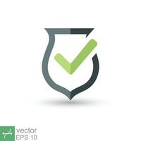 Shield with check mark icon. Simple flat style. Safety, protect, safe, proof, guard concept. Vector illustration symbol isolated on white background. EPS 10.