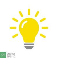 Light bulb icon. Simple flat style. glow lamp, idea, solution, inspiration, yellow lightbulb, technology concept. Vector illustration isolated on white background. EPS 10.