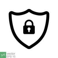 Shield and lock icon. Simple flat style. Secure, safe, computer protect, safety, web privacy concept. Vector illustration symbol isolated on white background. EPS 10.