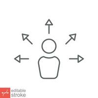 Personal development icon. Simple outline style. Strategy management, capital, human, leadership concept. Thin line vector illustration isolated on white background. Editable stroke EPS 10.