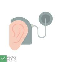 Cochlear implant icon. Simple flat style. Cybernetics, human ear with electronic device, technology, medical concept. Vector illustration isolated on white background. EPS 10.