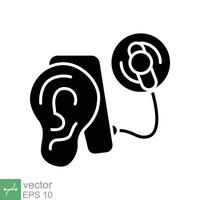 Cochlear implant icon. Simple solid style. Cybernetics, human ear with electronic device, technology, medical concept. Glyph vector illustration isolated on white background. EPS 10.