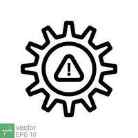 sistema error icono. sencillo contorno estilo. riesgo alerta, falla, mecánico engranaje motor, problema servicio, precaución, tecnología concepto. línea vector ilustración aislado en blanco antecedentes. eps 10