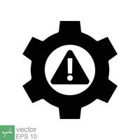 System error icon. Simple solid style. Risk alert, failure, mechanical gear engine, trouble service, caution, technology concept. Glyph vector illustration isolated on white background. EPS 10.