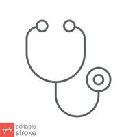 Stethoscope cardio device icon. Simple outline style. Medical, doctor equipment, health heart, hospital concept. Thin line vector illustration isolated on white background. Editable stroke EPS 10.