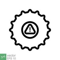 System error icon. Simple outline style. Risk alert, failure, mechanical gear engine, trouble service, caution, technology concept. Line vector illustration isolated on white background. EPS 10.