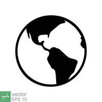 Planet earth icon. Simple flat style. World globe, international, round map, web symbol concept. Vector illustration isolated on white background. EPS 10.