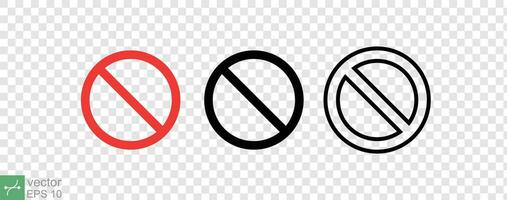 Prohibition sign template. Red circle prohibit icon, cross line, stop, forbidden concept. Simple flat, solid, outline style. Vector illustration isolated on editable background. EPS 10.