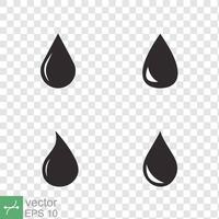 negro agua soltar icono colocar. sencillo plano estilo. sangre, aceite, lluvia, líquido, gotita concepto. vector ilustración aislado en blanco antecedentes. eps 10