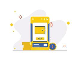 Pay with digital wallet mobile e-commerce user interface vector