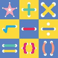 Set of colourful educational flat icon vector