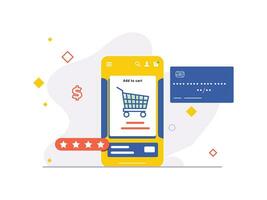 add to cart e-commerce flat concept design vector