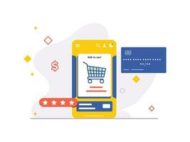 add to cart e-commerce flat concept design vector