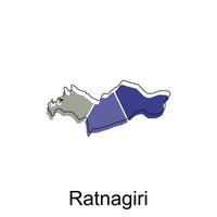 Ratnagiri City of India Country map vector illustration design template, vector with outline graphic sketch style on white background