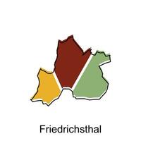 fredrichsthal ciudad de alemán mapa vector ilustración, vector modelo con contorno gráfico bosquejo estilo aislado en blanco antecedentes