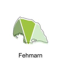 Fehmarn City of German map vector illustration, vector template with outline graphic sketch style isolated on white background