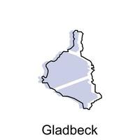 gladbeck ciudad de Alemania mapa vector ilustración, vector modelo con contorno gráfico bosquejo estilo aislado en blanco antecedentes