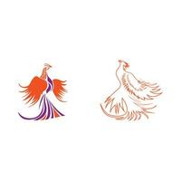 set of two abstract phoenix icons isolated on white background vector